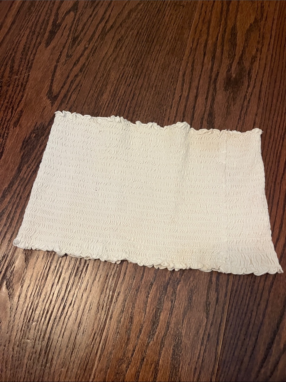 White Smocked Strapless Bandeau Top